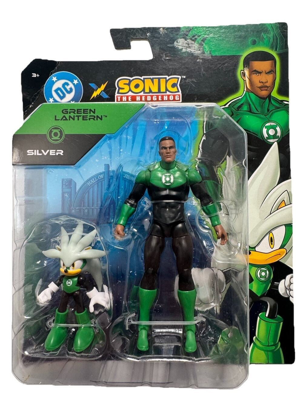 DC x Sonic The Hedgehog Wave 2 SILVER GREEN LANTERN Jakks Pacific 5" Figure NEW